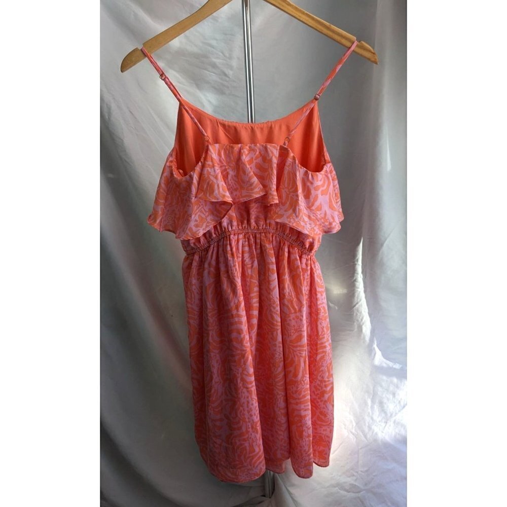 LILLY PULITZER for Target Coral Giraffing Me Crazy Satin Flounce SunDress Sz XS - Picture 8 of 8